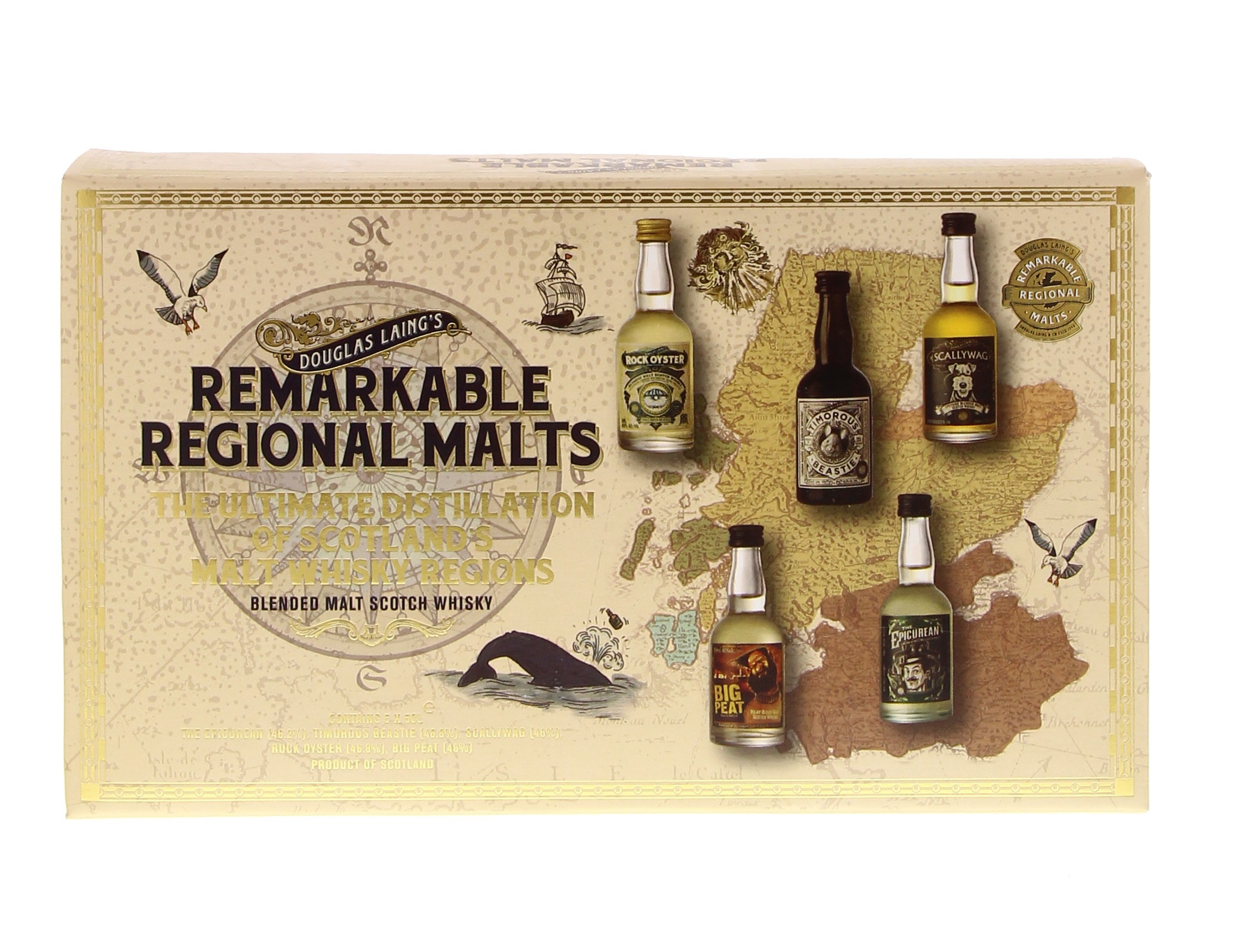 Remarkable Regional Malts 5 x 5 cl (Scallywag, Rock Oyster, Big Peat, Timorous Beastie & Epicurean) 46.4° 0.25L